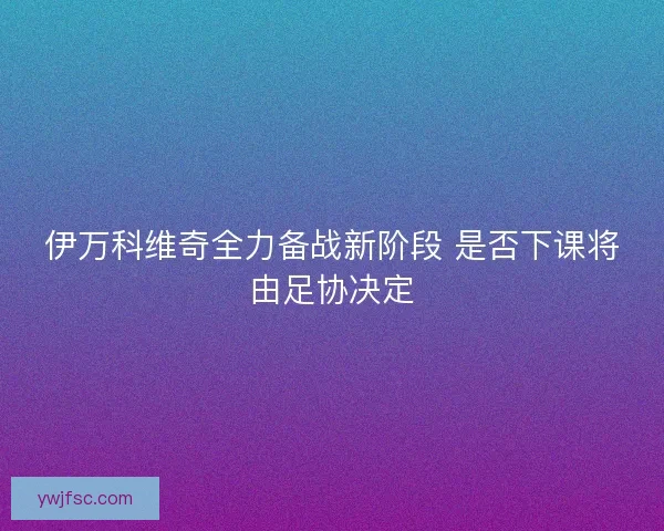 伊万科维奇全力备战新阶段 是否下课将由足协决定