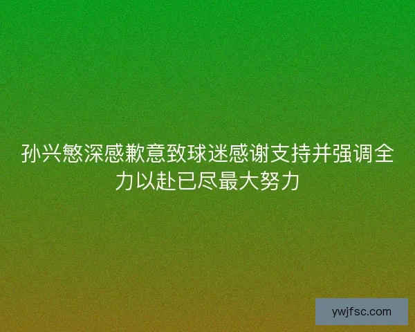 孙兴慜深感歉意致球迷感谢支持并强调全力以赴已尽最大努力